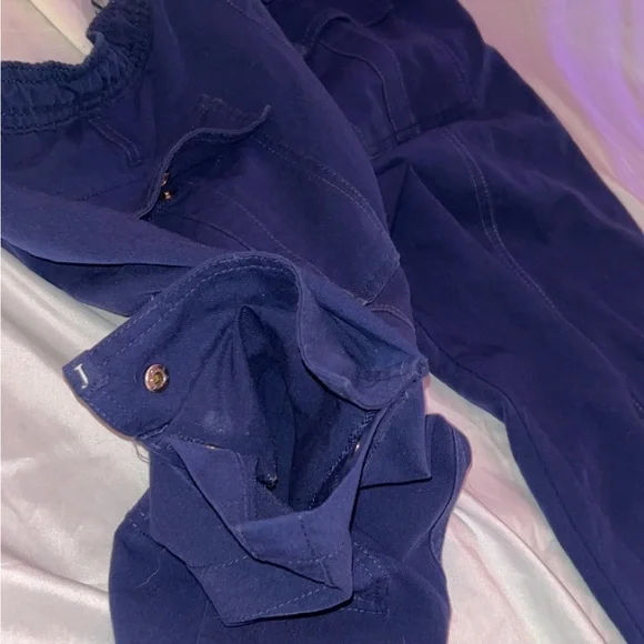 Jaanuu Men's Drawstring Jogger Navy Blue Pants Scrubs Zipper Clasp Pockets - Picture 8 of 9